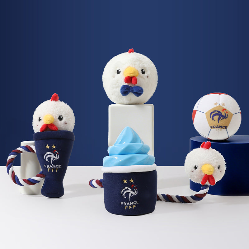 France FFF Pet Gallic Rooster Ice Cream Rope Toy